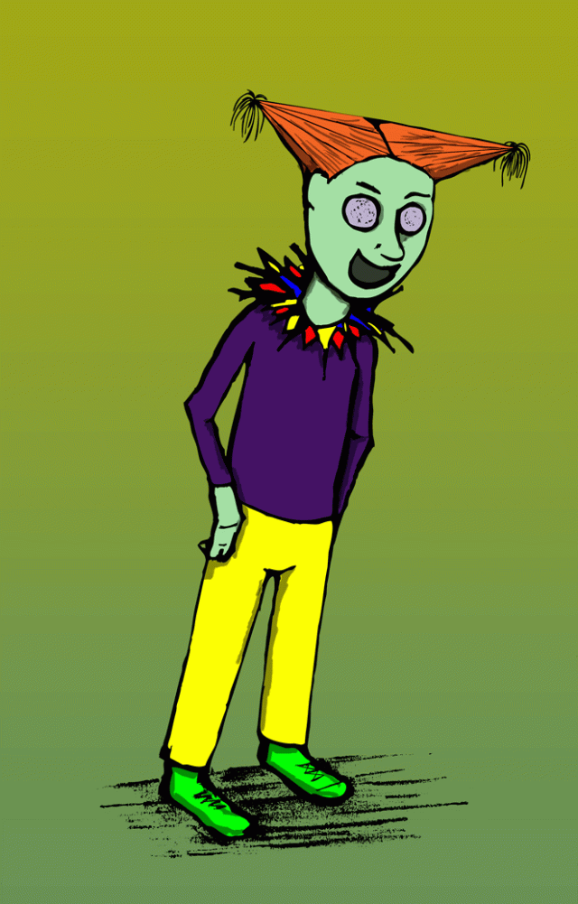 A Clown wishing he was a Zombie on Thursdays