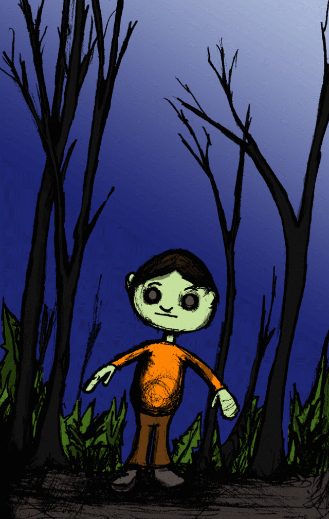 Zombie walking in the woods