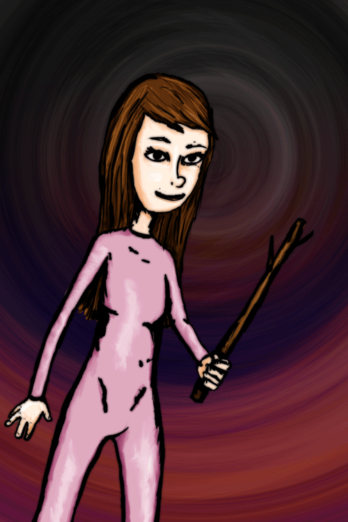 She's got a stick! Man