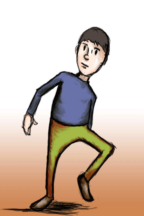 Waiting for the bus to pass before crossing the street