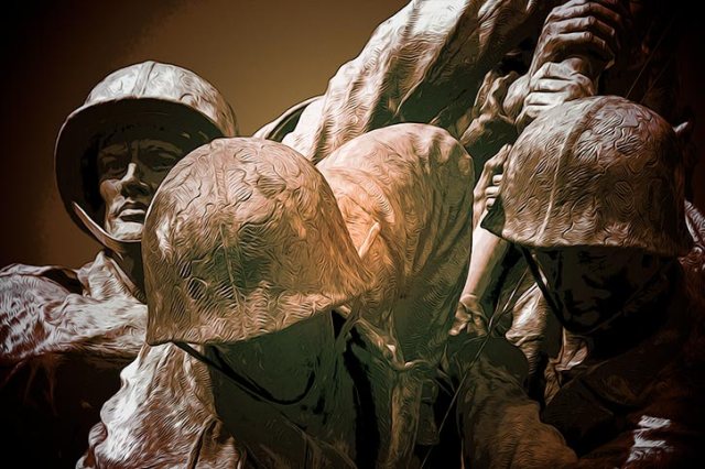 Close up of the Marine Memorial