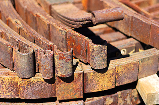 Close up of rusty train parts 01